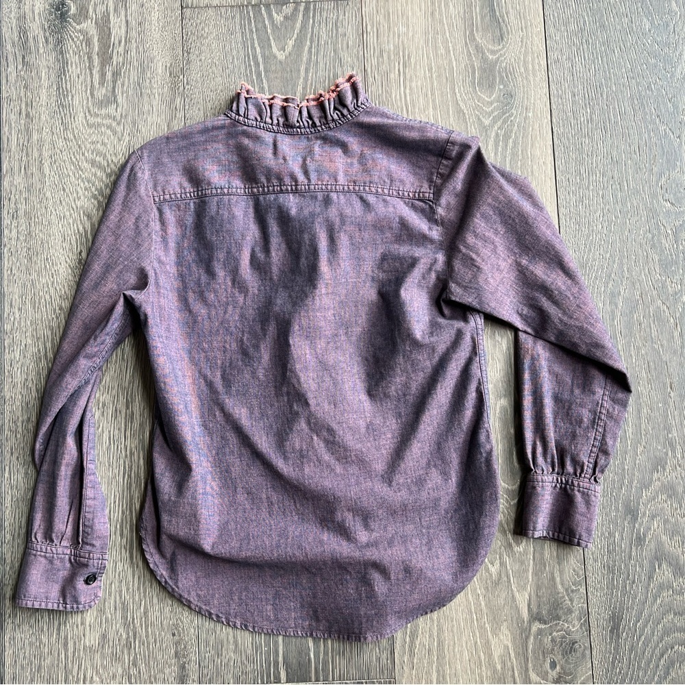 Isabel Marant Purple Ruffled Button-Down Shirt - Picture 5 of 6